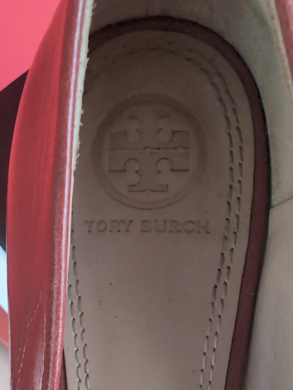 Tory Burch Coral Bow-Front Leather Ballet Flats Leather Upper &Sole. Size 5.5